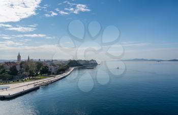 Early morning calm along the promenande by the port of Zadar in Croatia