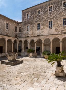 Courtyard in the Franciscan Monastery in the ancient old town of Zadar in Croatia