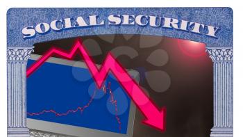 Concept of funding for social security drying up with loss of income to trust fund after market crash