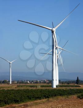 Wind power electricity source. Alternative energy source.