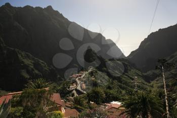 Mountain landscape of Tenerife. Volcanic island. Hills and valleys.