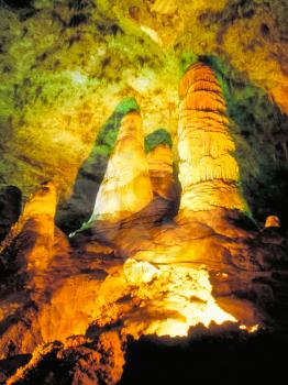 Egyptian karst caves with stalactites and stalagmites