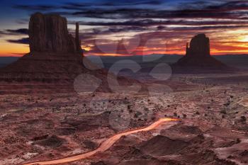 Monument valley at sunrise, Arizona, USA