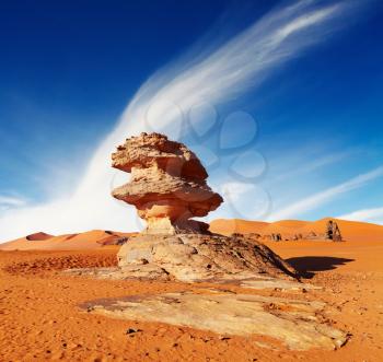 Bizarre sandstone cliff in Sahara Desert, Algeria
