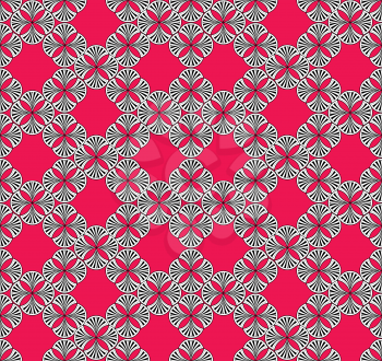 Abstract floral ornament. Geometric linar flower seamless pattern.