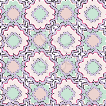 Abstract seamless pattern. Geometric stylish texture. Floral tiles with rhombus. Oriental ethnic ornament.
