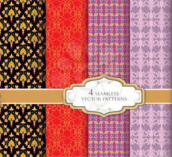 Seamless pattern set in retro style. Abstract vector textured backgrounds for scrapbook. 