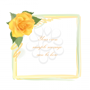 Floral greeting card with flower rose frame. Flourish background