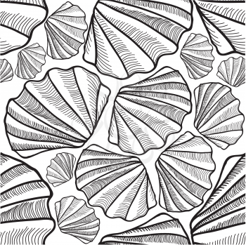 Seashell seamless pattern. Summer holiday marine background. Underwater ornamental texture