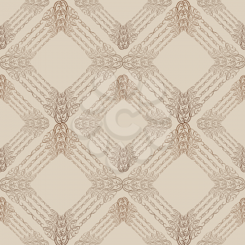 Abstract oriental square ornament.  Arabic geometric swirl line seamless pattern.