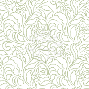 Floral pattern with leaves, Leaf swirl seamless background. Nature spring texture