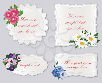 Set of cute frame with flowers. Holiday floral card border background