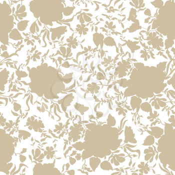 Floral seamless background. Decorative flower pattern. Floral seamless texture with leaves.