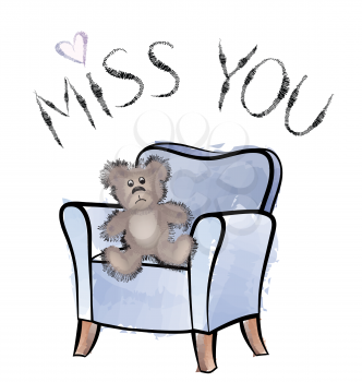 Miss you card with bear