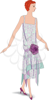 Stylish fashion dressed girls 1920's 1930's style. Retro fashion party background. Vintage fashion silhouettes from 20s.