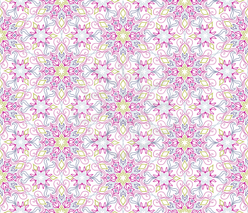 Abstract oriental floral seamless pattern. Flower geometric ornamental background. Floral ethnic tiled ornament with flowers.