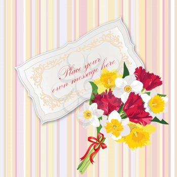 Flower bouquet. Floral frame. Flourish greeting card. Summer decor