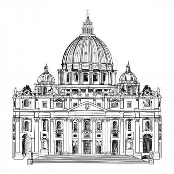 Rome city St. Peter Cathedral. Travel Italy sign. Vatican landmark