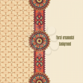 Abstract floral pattern. Geometric ornamental border. Oriental ethnic mandala background. Islam, Arabic, Indian, ottoman motifs. Perfect for printing on fabric or paper.