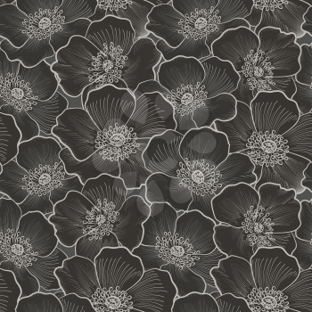 Floral seamless pattern. Flower silhouette background. Floral decorative seamless texture with flowers.