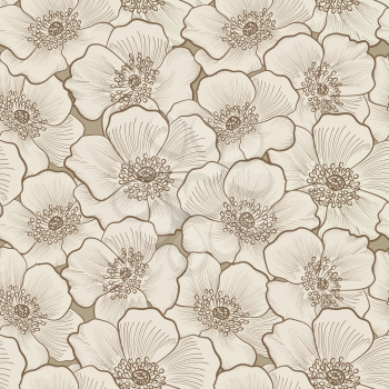 Floral seamless pattern. Flower silhouette background. Floral decorative seamless texture with flowers.