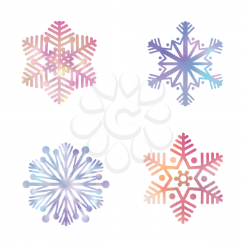 Snowflakes set. Snow icon festve colection Winter holiday symbols isolated