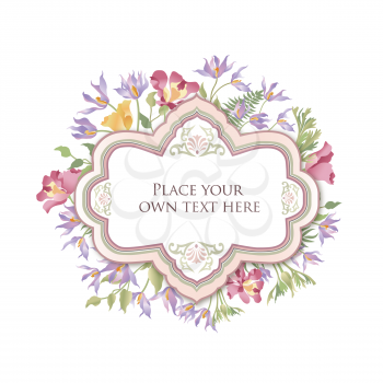 Floral background. Flower bouquet cover. Spring nature flourish greeting card 