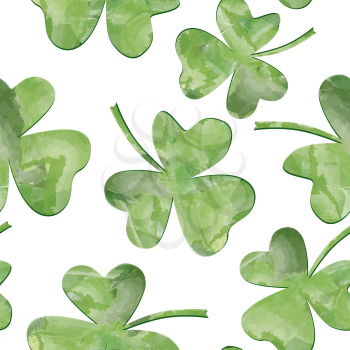 St. Patrick's Day Background. Leaves seamles watercolor pattern