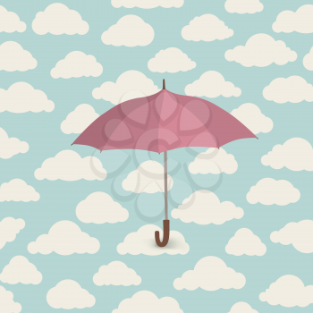 Cloud pattern, umbrella. Rainy weather sky seamless background