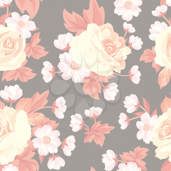 Floral bouquet seamless pattern. Flower posy background. Floral ornamental texture with flowers. Flourish tiled wallpaper