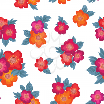 Floral bouquet seamless pattern. Flower posy background. Ornamental texture with flowers roses. Flourish tiled wallpaper