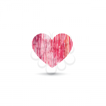 Love heart card. Pencil drawing sketch heart icon isolated over white background