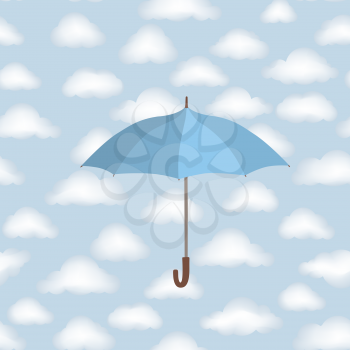 Umbrella over cloudy sky background. Clouds Seamless Pattern. Weather wallpaper