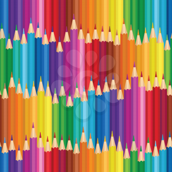 Crayon seamless background. Many colored wooden pencils vector illustration. Colorful pencil pattern.