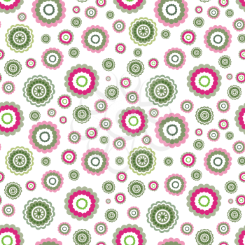 Abstract floral geometric seamless pattern. Circle childish ornamental background
