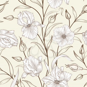 Floral seamless pattern. Flower swirl background. Floral ornamen