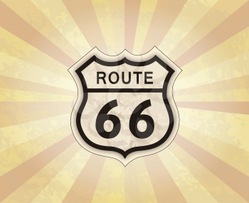 Route 66 sign. American road icon. Travel USA retro background.