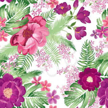 Floral ornamental seamless pattern. Summer flower bouquet background. Spring garden flourish decor