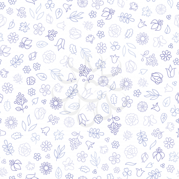 Floral icon seamless pattern.  Flower bloom background. Spring nature texture