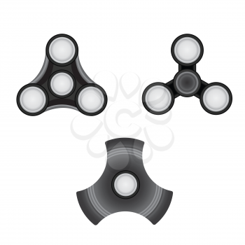 Fidget Spinner set. Morden stress relieving toy icon.