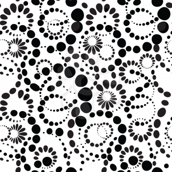 Abstract dot seamless pattern. Chaotic circle bubble background