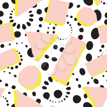 Abstract seamless pattern with blots and dots. Geometric dotted background