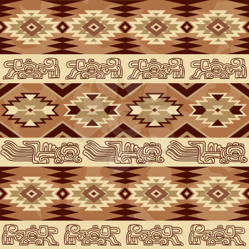 Abstract geometric seamless pattern with aztec traditional ornament. Ethnic tribal ancient background