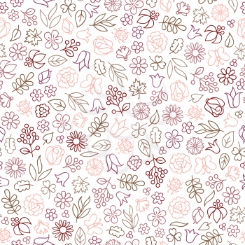 Floral icon seamless pattern.  Flower bloom background. Summer nature texture