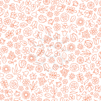 Flower icon seamless pattern. Floral leaves gentle background. Nature texture