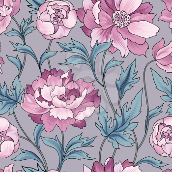 Floral pattern Flower rose ornamental background Flourish texture with summer flower bouquet. Gentle floral tiled wallpaper