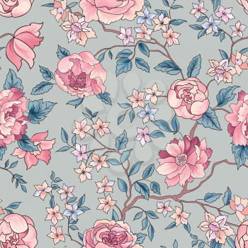 Floral seamless pattern. Flower background. Flourish garden wallpaper with flowers.