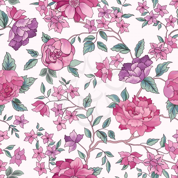 Floral seamless pattern. Flower rose background. Flourish ornamental garden