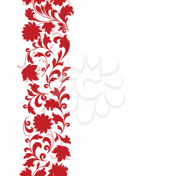 Floral seamless pattern design element. Flower border ornament. Ornamental flourish background over white background.