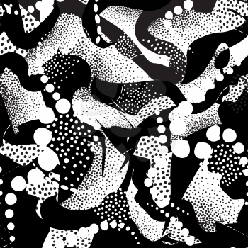Abstract blot seamless pattern. Black dotted painted spotted tile background. Stylish hand drawn artistic wallpaper